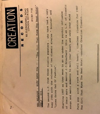 Creation press release from early 1987